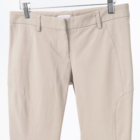 Brunello Cucinelli Khaki Cotton-Twill Skinny Pants - Picture 3 of 11